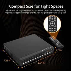Region Free DVD Player with 1080p HDMI Upscaling, Compact Multi-Format CD/DVD…