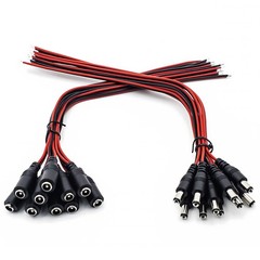 DC Power Pigtail Cable 10 Pair 18AWG Male Female Connector Set