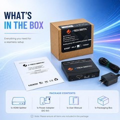 HDMI Splitter 1 in 2 Out 4K 60Hz HDR10 Dolby Vision HDCP2.3 2.2 JTECH-4KSP2