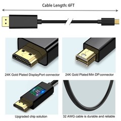 Mini DisplayPort DP Thunderbolt to HDMI Cable Adapter HD 4K for MacBook Surface