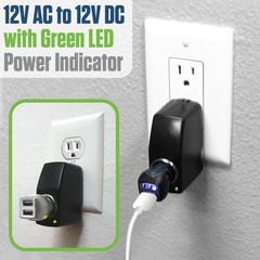 Compact Power Converter, 120V AC to 12 V DC (3000mA) Female Power Converter.
