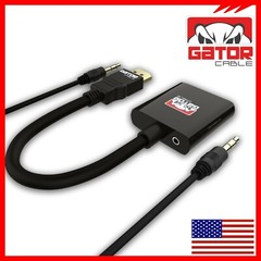 HDMI to VGA Adapter Video Audio with AUX 3.5mm Connector Cable Converter 1080P