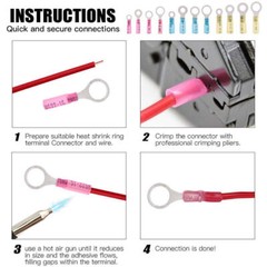 10/100PCS Heat Shrink Ring Terminal Crimp Wire Connector 22-16 16-14 12-10 AWG