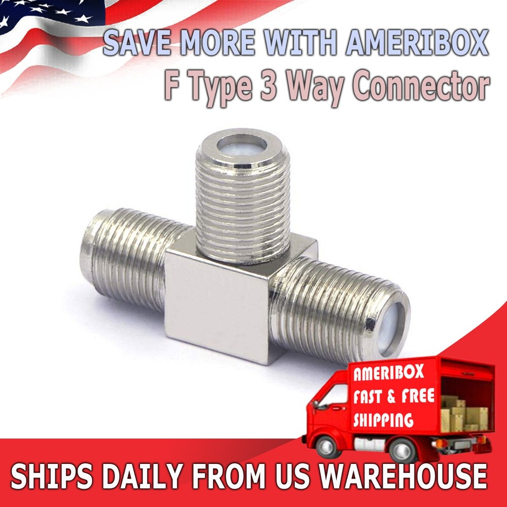 F Type Connector Triple 3 Way Splitter TV RF Coaxial Coax Adapter USA