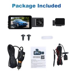 4K Dual Lens Car DVR Camera Dash Cam Front+Rear+Inside Video Recorder G-Sensor