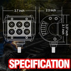 2x 3″ Inch LED Work Cube Light Bar Pods fog Lamps for Pickup SUV UTV 4WD offroad