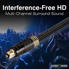FosPower 2x 15FT Gold Plated Nylon Braided Digital Optical Audio Toslink Cable