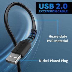 3 Pack USB Extension Cable 2 FT, Short USB 2.0 Type A Male to Female Extender Co