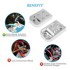 Aluminum Pair of Car Audio 4 Spot Flat Battery Terminals Bolt Use Only Grade