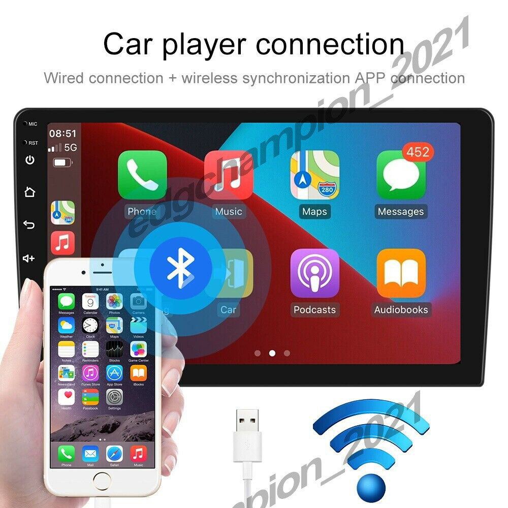 Apple Carplay For 10.1” Android 10 Car Stereo Radio GPS Navi WIFI USB + Camera