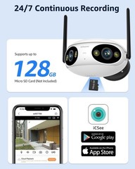 Wifi/PoE Panoramic 8MP 180° Dual Lens Full Color IR IP Camera Bullet iCSee/XMEYE
