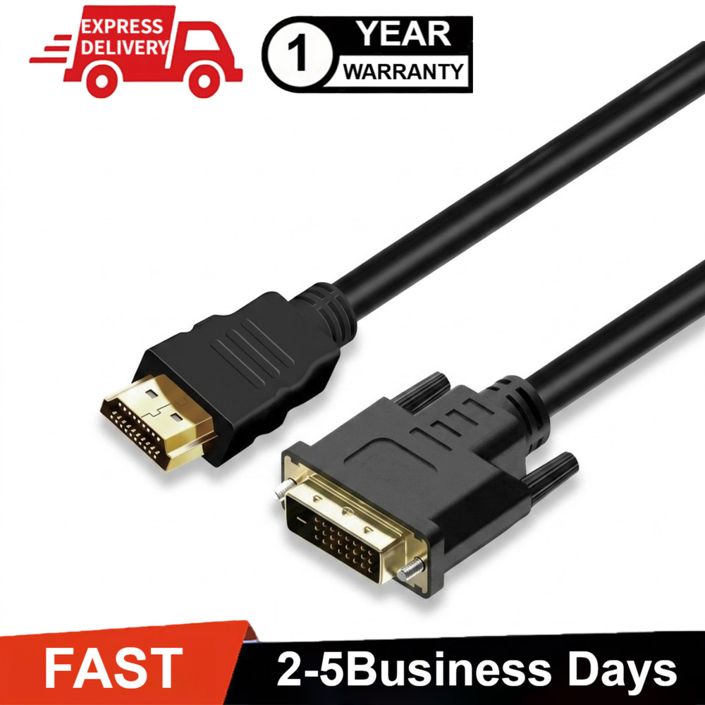 HDMI to DVI-D 24+1 Pin Monitor Display Adapter Cable Male/Male HD HDTV 6 FT