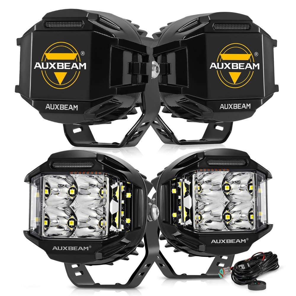 AUXBEAM 4″inch Side Shooter LED Work Driving Light Spot Pods DRL + Black Covers