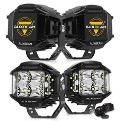 AUXBEAM 4″inch Side Shooter LED Work Driving Light Spot Pods DRL + Black Covers