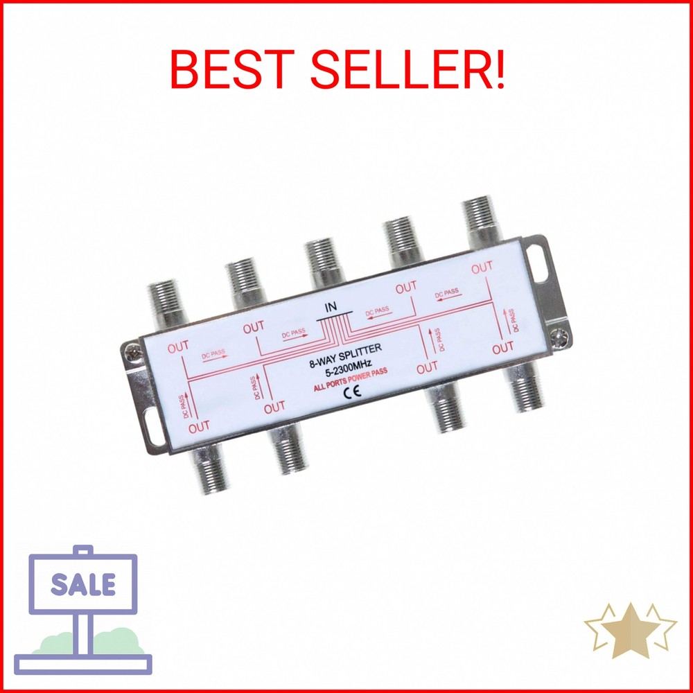 Cables Direct Online 8 Way Bi-Directional 5-2300 MHz Indoor and Outdoor Waterpro