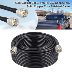 RG-58 RF Coaxial Cable UHF PL-259 Male to Male Connector Ham CB Radio 30-100ft