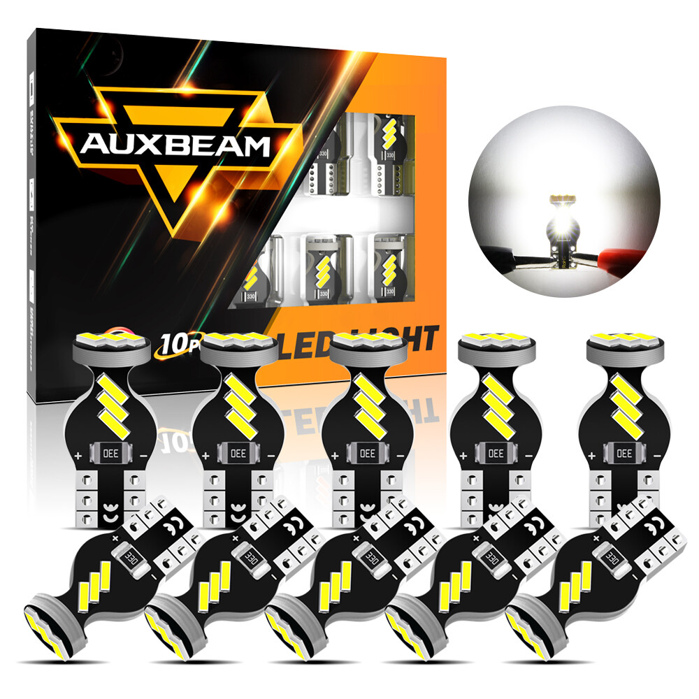 10X AUXBEAM T10 168 194 LED License Plate Light Bulb Interior Bulbs White 6500K