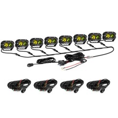 8Pcs AUXBEAM 4″ LED Driving Pods Light Bar Amber Yellow Fog Work Ditch Lights