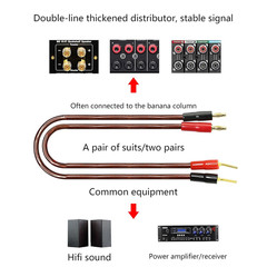 XMSJSIY Hifi OFC Speaker Cable with Banana Plug to Pin Type Plug, 4Mm Banana Plu