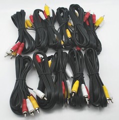 Pack of 10 3-RCA AV Composite Cable Black Cord by SatelliteSale 6 feet