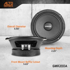 4x PRV Audio 6MR200A Midrange ALTO Car Audio 6.5″ Speakers 8 Ohm 6MR PRO 800W
