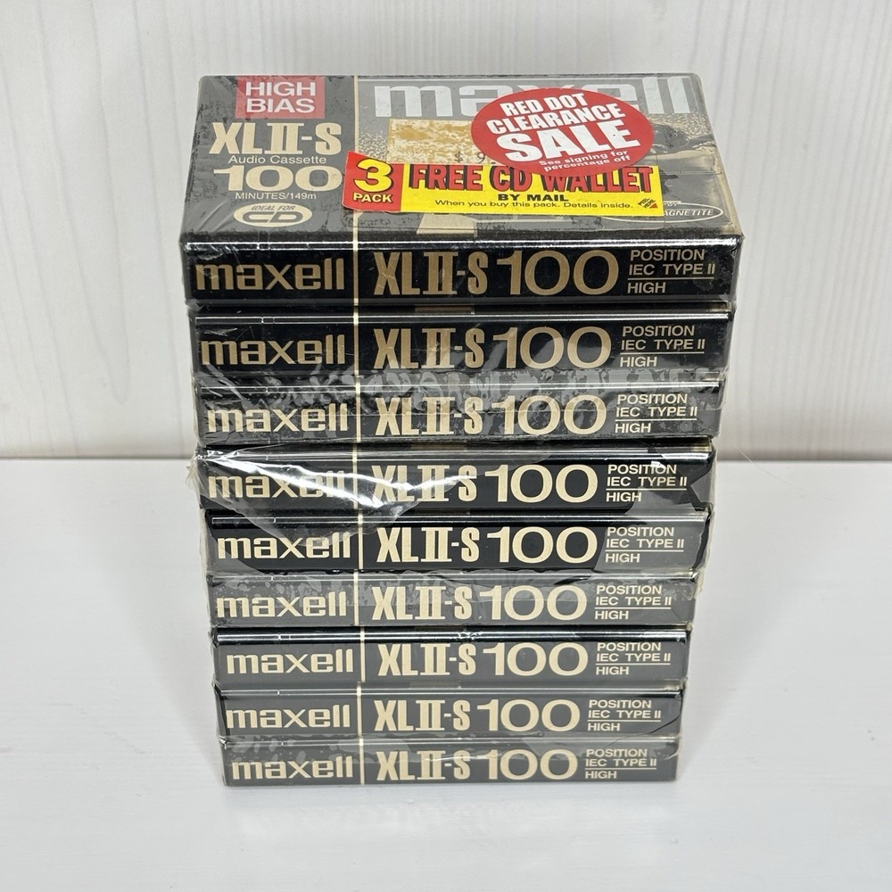 Maxell XLII-S 100 Lot Of 9 Type II Blank Audio Cassette Tapes Japan NEW Sealed