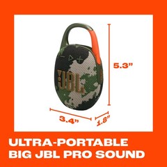 JBL Clip 5 Bluetooth Speaker Waterproof Portable Carabiner Squad Camo