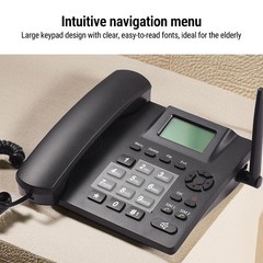 Cordless Landline Phone Dual SIM Multifunction For Home Black Easy To Use