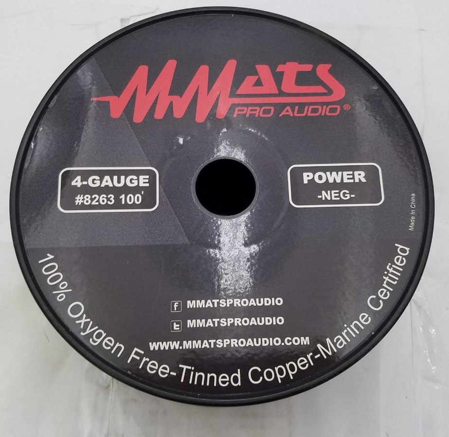 MMats Pro Audio 4-Guage #8263 100’Power-Neg100%Ox Free Tinned Copper-Marine Cert