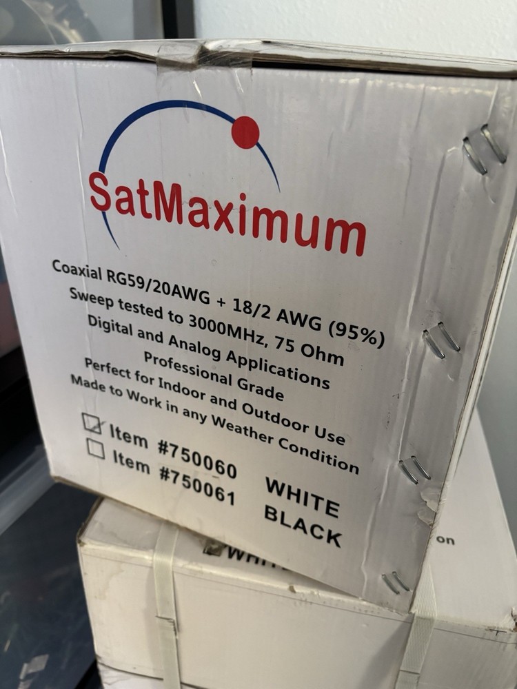 SatMaximum 500-foot RG59 Siamese Coaxial Cable – White #750060