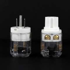 Pair Gold/Rhodium Plated US AC Audio Mains Plug IEC C15 HiFi Power Wire Connetor