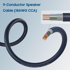 9 Conductor Speaker Wire 25 FT, 18 Gauge CCA Stranded Cable, 18AWG 4-Channel Spe