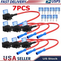 7Pack 12V 15 Amp Car Add-a-circuit Fuse TAP Adapter Kit, Mini ATM APM Blade Fuse