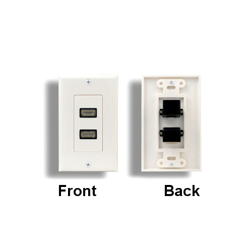 Kentek White HDMI Wall Plate Cover Dual Ports 2-Port Connector up to 1080p