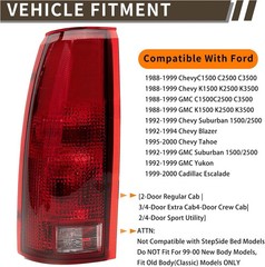 Tail Light Assembly Compatible With Chevy GMC C/K Truck 1988-1998, 1995-2000 ..