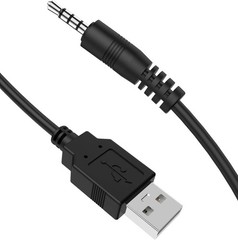 2-Pack USB 2.0 to 3.5mm AUX Audio Jack Cable Male Charge Data Cord 3.3FT Black