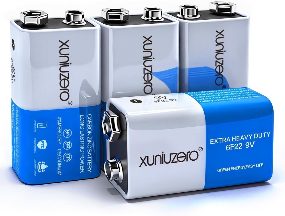 9V Batteries Carbon 9 Volt Battery for Smoke Detector 6F22 Square Battery,
