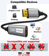 Active DisplayPort to HDMI Adapter (4K@60Hz,1440P/2K@120Hz) Uni-Directional DP