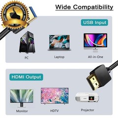 USB to HDMI Adapter Cable, USB 3.0 to HDMI Cable Male HD 1080P Monitor Display A