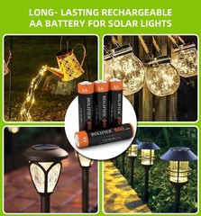 8Pack NiMH AA Rechargeable Batteries 1.2V 800mAh for Solar & Household Use