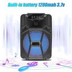 8″BT Bluetooth Wireless Speaker Colorful LED Portable Sound System Party Holiday