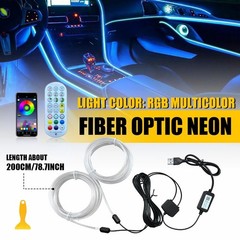 LED Neon Light Trim Glow Optic Fiber Strip Car Interior Ambient Lighting Kit.APP