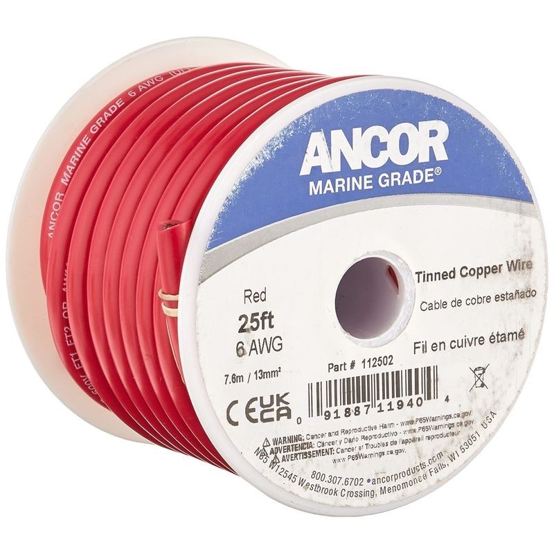 Ancor 112502 – Red 6 AWG Gauge Battery Cable – 25′ 25-FT NEW FreeSameDayShip
