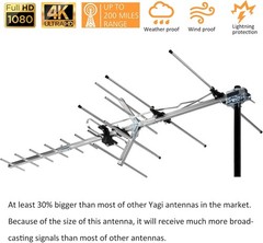 Five Star Yagi Satellite HD TV Antenna up to 200 Mile Long Range, Attic or Roof