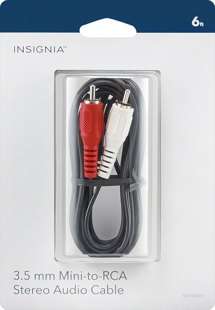 NEW Insignia NS-HZ503 6-foot 3.5mm Mini-to-RCA Stereo Audio Cable Black