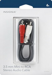 NEW Insignia NS-HZ503 6-foot 3.5mm Mini-to-RCA Stereo Audio Cable Black