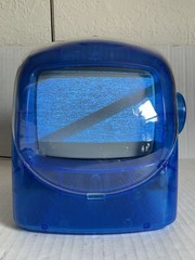 Vintage Mini TV 5″ Black White AM/FM Radio Portable Blue Video Gaming TESTED