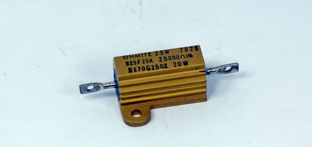 One NOS Ohmite RE70G2502 25K Ω 20W 1% Mil Wire Wound Power Resistor