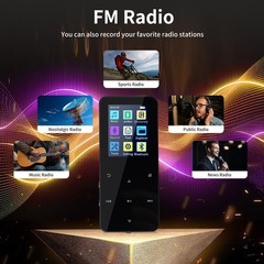 Bluetooth 5.0 MP3 Player HiFi Lossless Sound FM Radio Music Voice Recorder 144GB