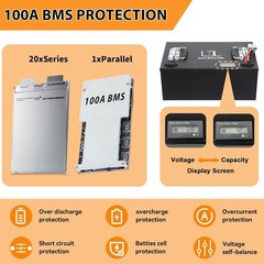 72v 80Ah Lithium Li-ion Battery Pack for 0-7000W Motor 100A BMS with 10A Charger